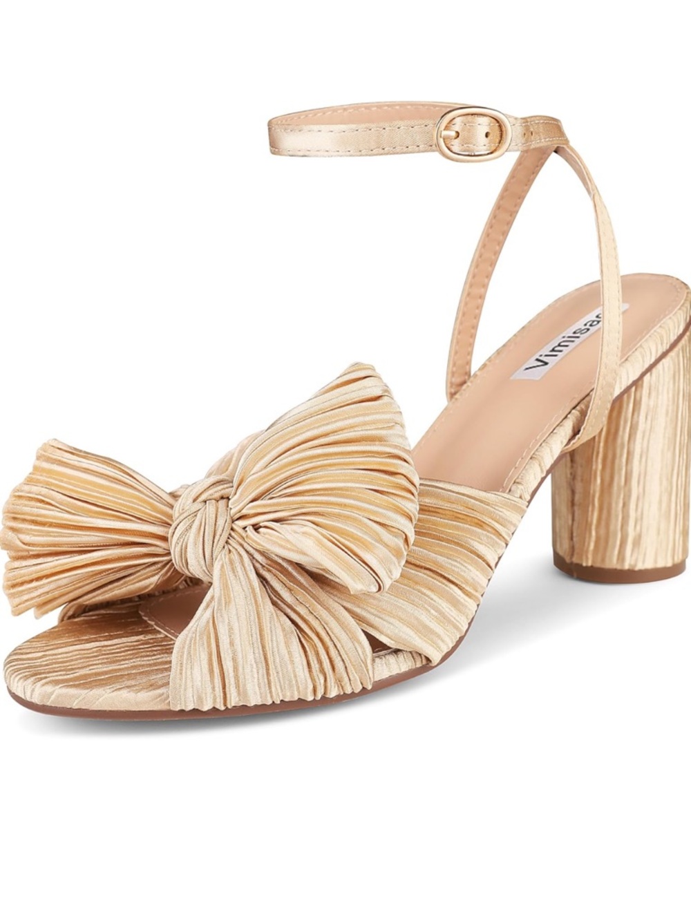 Metallic Gold Bow Heels